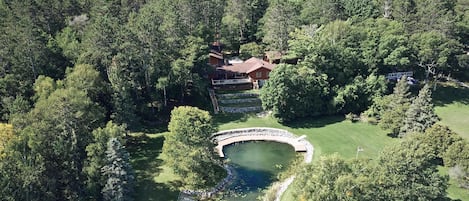 Aerial view from lake - marina