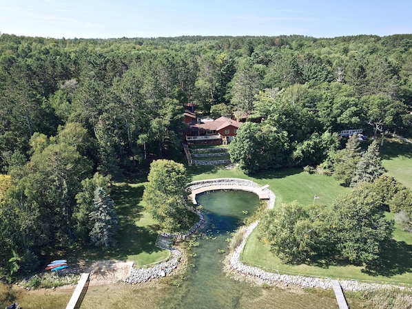 Aerial view from lake - marina