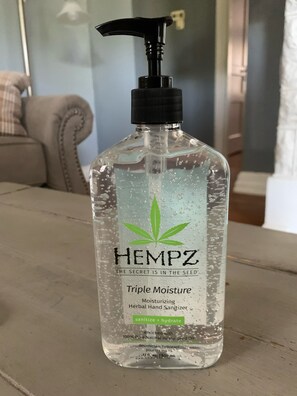 Quality Moisturizing Hand Sanitizer provided in each room!