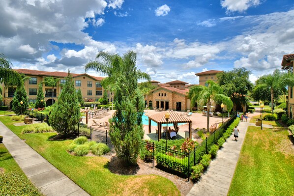 Condo location is convenient to pool and clubhouse.