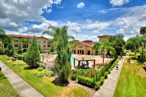 Condo location is convenient to pool and clubhouse.