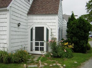 Entrance To Carriage House, overlooking Dowses Beach and East Bay