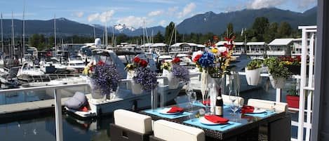 All Summer we have dinner on the patio, quiet and beautiful views of mountains!