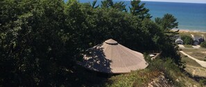 Cottage new roof- from top of our dune
