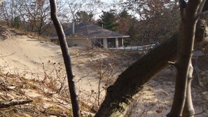 Cottage view from across our dune
