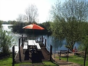 The Decking area overlooking the lake