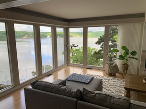 Living room overlooking lake