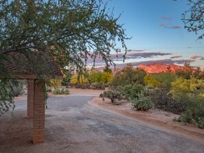 hopdown Catalina Mountains in front of house