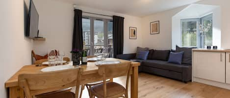 Living room with access to a private balcony