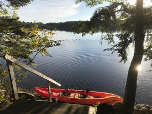 Steps to water for easy access to kayak and canoe