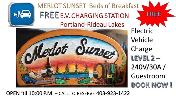 THE Best Bed and Breakfast in Rideau Lakes Portland areas+Electric Vehicle Charg