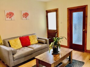 Fully contained 
Downstairs living/dining/kitchenette;  Upstairs 1double bed