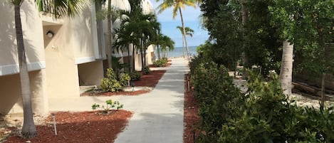 Walkway to end unit condo