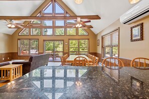 view of dining room from kitchen island