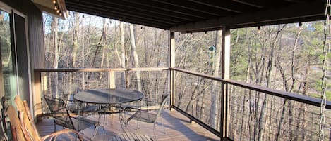 Private back deck overlooking Downtown Banner Elk