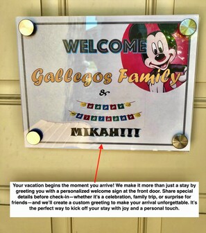 This is where the magic begins—right at the front door with a custom welcome!