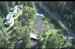 Aerial view of the property including the Florida river 