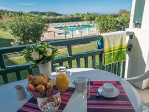Enjoy a cup of coffee or tea on the furnished terrace or loggia (Views vary).