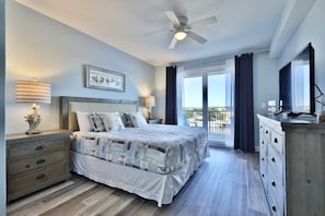 Master bedroom with a view of the lake!