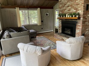 Remote control fireplace. 
