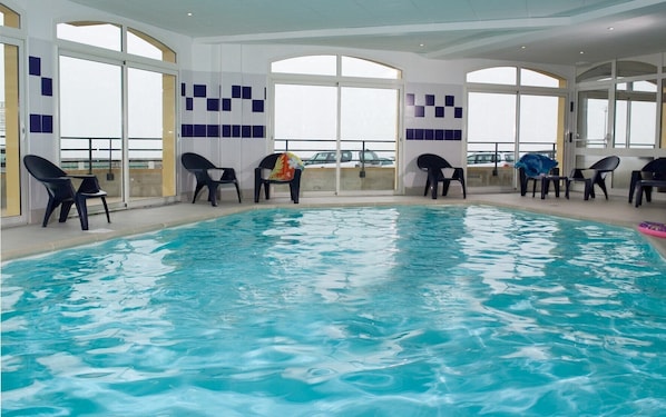 Dive into the shared indoor pool after a great day outside.