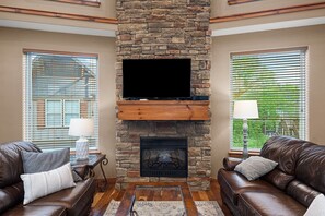 Electric fireplace and big screen tv