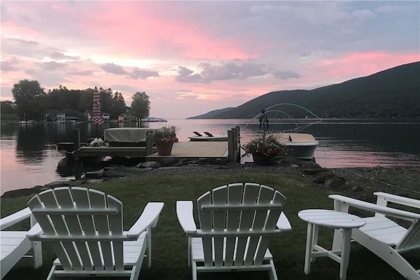 The view from the private lawn looking toward the water.