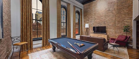 Living and pool table room