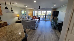 Living area leads out to a huge screened in deck