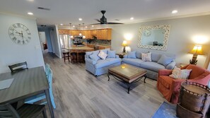 Large open living area, new LVP solid surface flooring