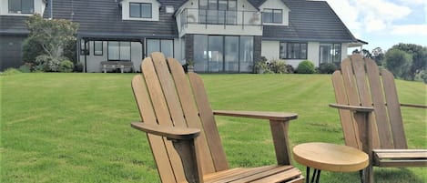 Relax in the garden and look out over Christian Bay