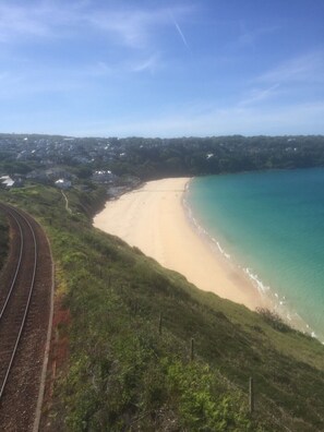 Carbis Bay plus railway line view on SW coast path. 