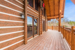 Front porch with timber frame roof 