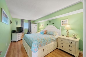 Beautifully decorated bedroom lets you make yourself at home.