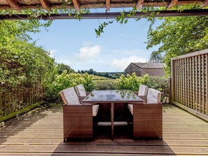 Private decked patio overlooking countryside | Castlemans Stables West - Castleman’s Stables, Sedlescombe, near Battle