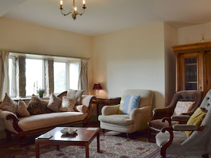 Spacious living room with wood burner | Halstead Green Farm, Colden, near Hebden Bridge