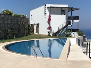 Apartment building with shared pool