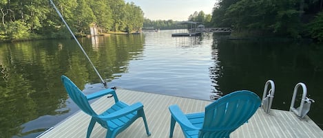 Perfect dock to tie up your boat or lake toys - mounted ladder for easy swimming