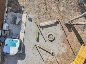 An overhead view of the backyard space at Copperhead