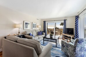 Living Room with view of the ocean through the sliding glass door