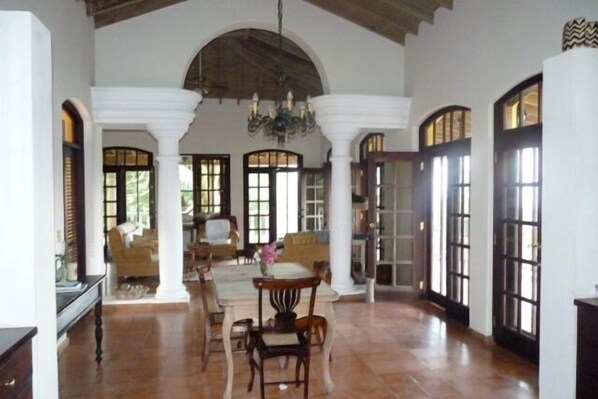 View from kitchen through dining room towards living room