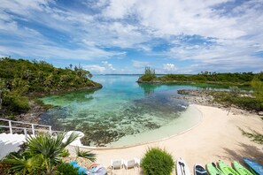 Your totally private beach!  This secluded cove perfect for swimming, snorkeling, kayaking, paddle-boarding, fishing, and wading.  All guests rave about the quantity of sea life in the cove.