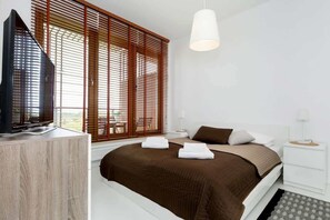 Cozy bedroom in the apartment.