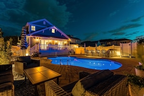 Backyard view at night