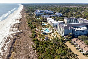 Aerial view of Carolina Beach Club next to Hilton