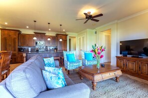 Enjoy the comforts of an open living room.