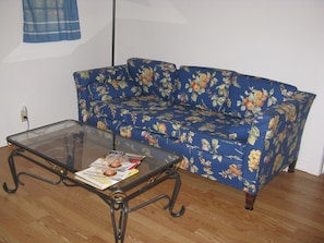 close up of sofa and coffee table