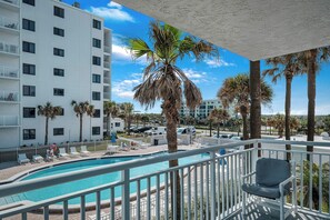 Perfect pool view from the southern wrap-around balcony