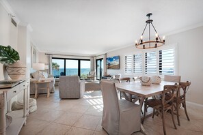 Seating for 6 at the oceanfront dining room table