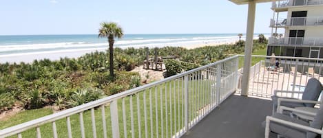 Enjoy sunrises from this wrap around corner balcony. Views of the Ocean, Beach, and Pool!